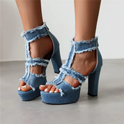 Frayway Denim Heels